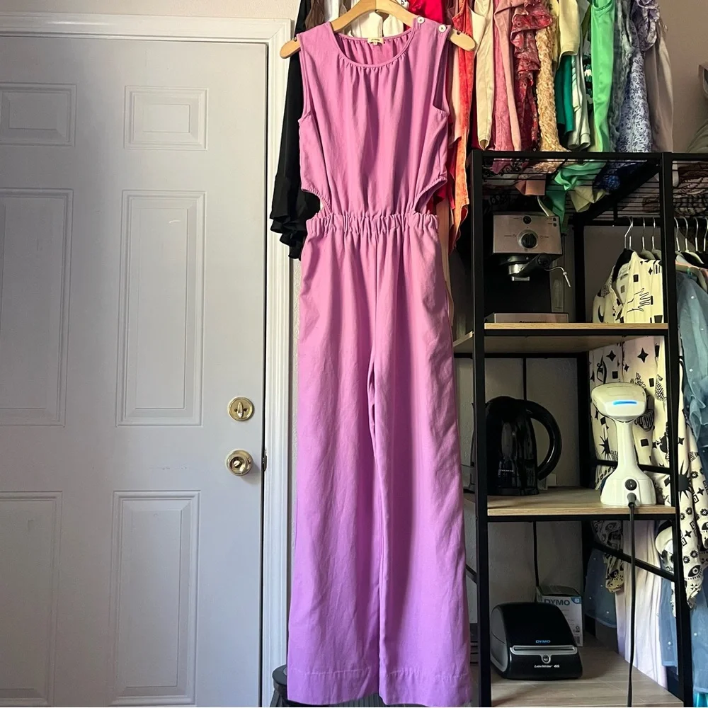 BELLEROSE lavender purple pink‎ viscose poly cotton blend sleeveless cutout wide
